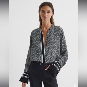 REISS Ivy bead print blouse Navy UK8 USA4